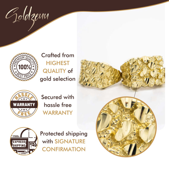 Nugget Ring in 10k Solid Gold| GOLDZENN(Features of the ring.)