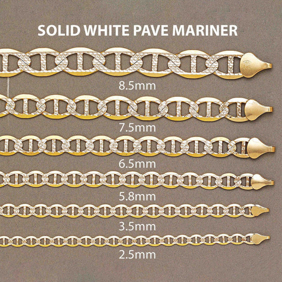 Solid Gold Mariner Bracelet- 3.5mm - Diamond Cut | GOLDZENN- Width variations of the bracelet.