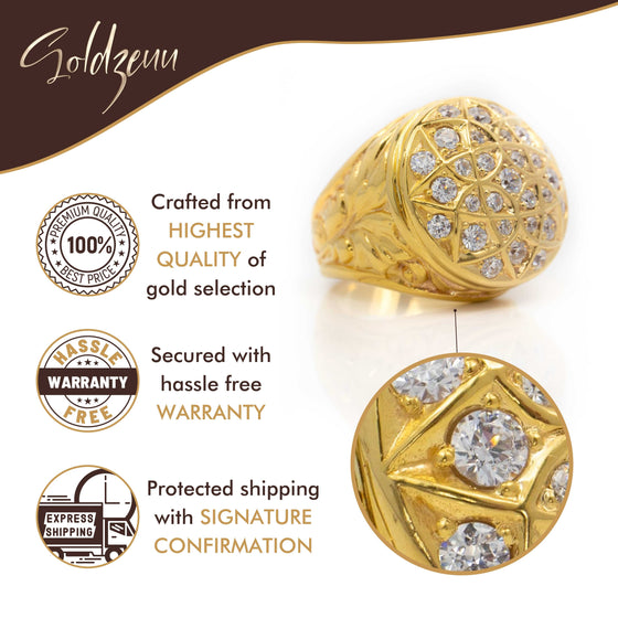 Round Cluster Ring in Solid Gold| GOLDZENN(Warranty details of the ring.)