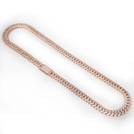 Moissanite Prong Cuban Link Chain - Solid Rose Gold