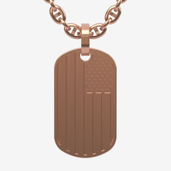USA Flag Tag Pendant- GOLDZENN(Showing the pendant's detail in rose gold).