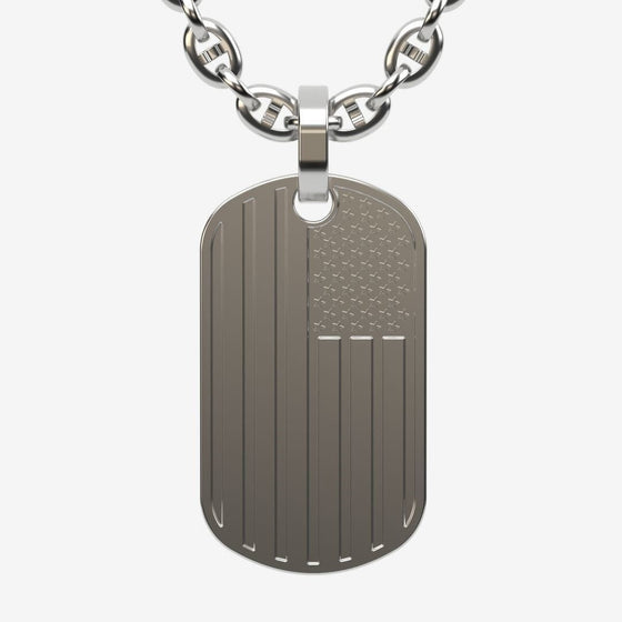 USA Flag Tag Pendant- GOLDZENN(Showing the pendant's detail in silver)