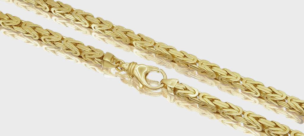 alt="Intricate Byzantine Chain Necklace in Yellow Gold"