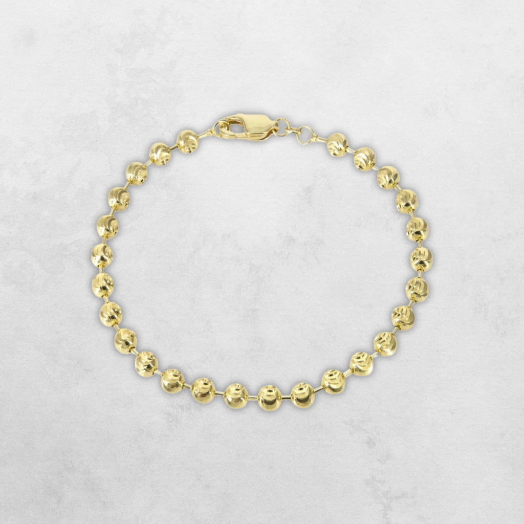 alt="Natural Stone Bead Bracelet with Gold Spacers"
