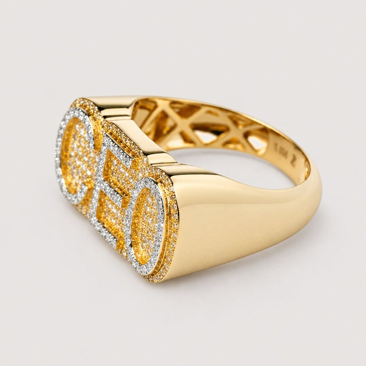 The 0.78 CTW CEO Natural Diamond cluster ring in 14k gold features bold raised CEO letters and a stunning cluster of shimmering natural diamonds.