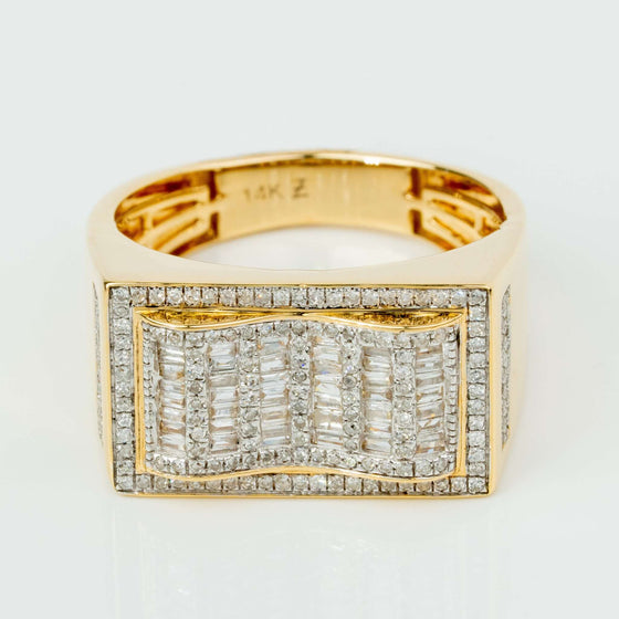 0.73 CTW Natural Diamond Cluster Ring - 14k Yellow Gold0.73 CTW natural diamond cluster ring in 14k yellow gold. Radiant and bold, perfect for fans of mens diamond rings and luxurious gold rings.