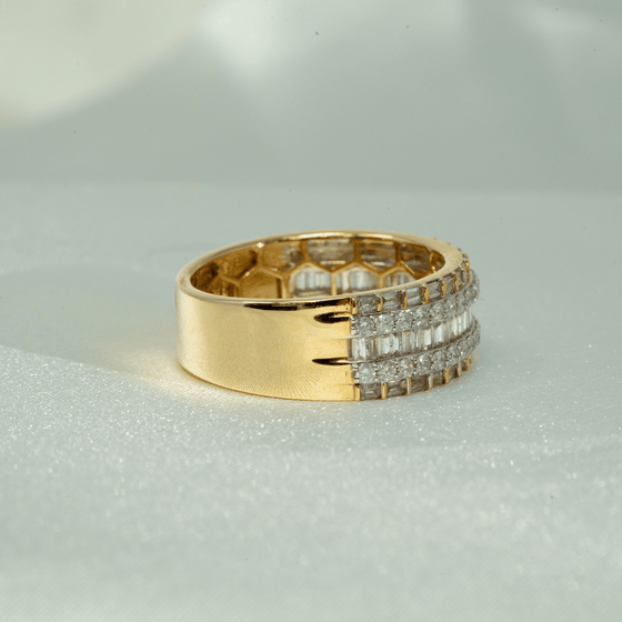 1.55 CTW Cluster Diamond Band Ring - 14k Yellow Gold