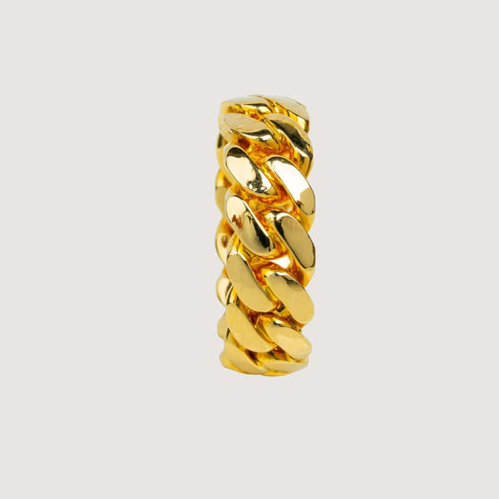 ALT=" 8mm - Miami Cuban Link Ring - Solid Gold 8mm Miami Cuban Link Ring in solid gold. Bold, polished, and timeless, perfect for fans of gold rings, mens rings, and luxurious solid gold rings."