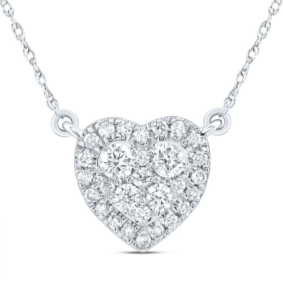 1/3CTW Diamond Fashion Heart Necklace - 18" 14K White Gold