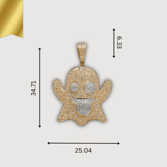 1.18 CTW Diamond Ghost Pendant in 14K Gold with sparkling natural diamonds, featuring unique and edgy ghost design.