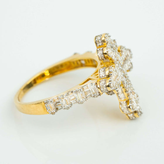 10k Pincky Natural Diamond Cross RingCelebrate faith with the 10K Pinky Natural Diamond Cross Ring. Crafted in 10K gold with sparkling diamonds, it’s a perfect blend of style and meaning.