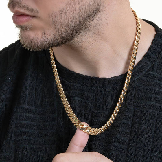 Shop 10mm Gold Cuban Link Chain. Crafted from 10k, 14k, or 18k Solid Yellow Gold. This Miami Cuban Link Chain is Available in various size lengths. 