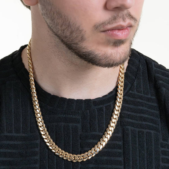 Shop 10mm Gold Cuban Link Chain. Crafted from 10k, 14k, or 18k Solid Yellow Gold. This Miami Cuban Link Chain is Available in various size lengths. 