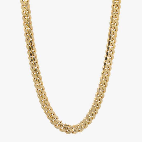 Shop 10mm Gold Cuban Link Chain. Crafted from 10k, 14k, or 18k Solid Yellow Gold. Available in various size lengths. 