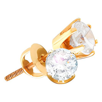 2CTW Round Diamond Solitaire Earrings - 14k Yellow Gold(Full detail of the earrings).