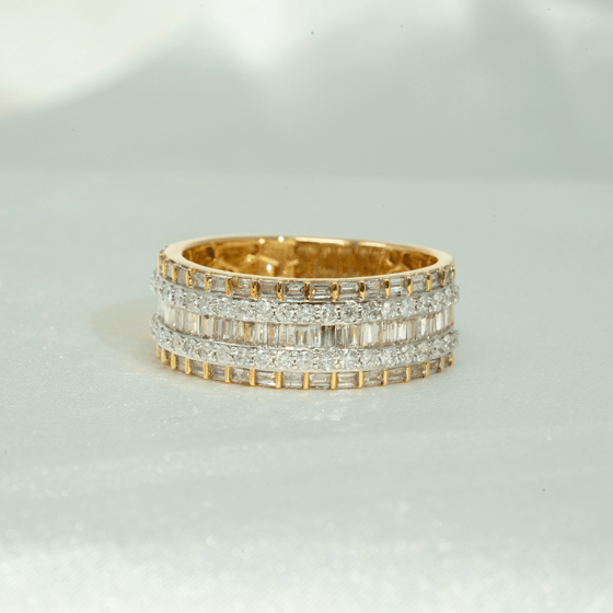 1.55 CTW Cluster Diamond Band Ring - 14k Yellow Gold