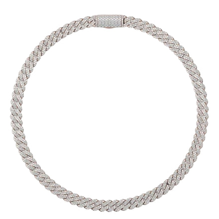 The Diamond Cuban Link Chain 14k - 11mm features a thick, braided design with a rectangular clasp encrusted in diamonds, shown on a white background.