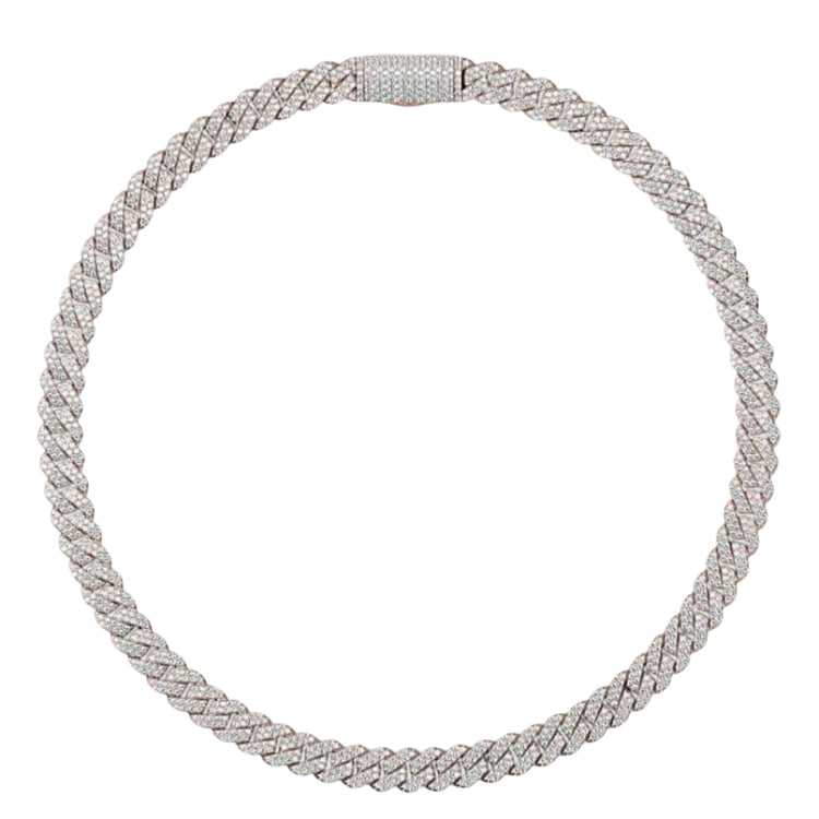 The Diamond Cuban Link Chain 14k - 11mm features a thick, braided design with a rectangular clasp encrusted in diamonds, shown on a white background.