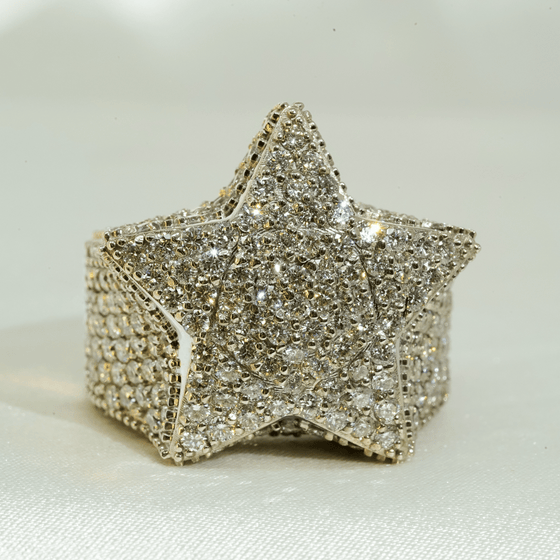 7.03 CTW Lab Diamond Star Ring – 14K Yellow Gold