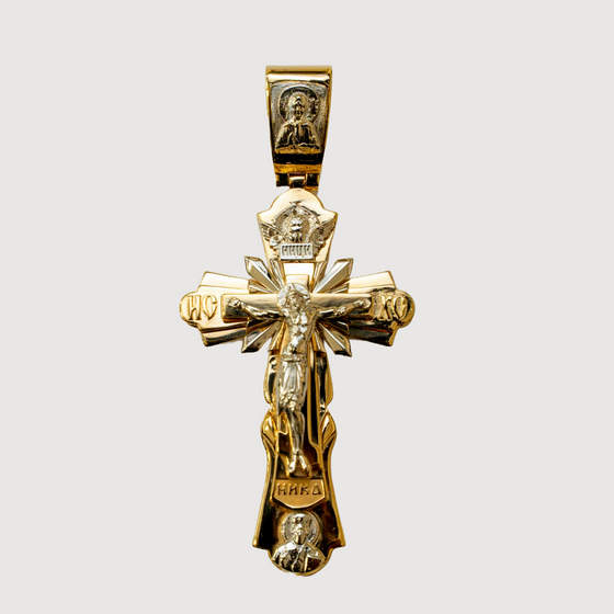 Orthodox Cross Pendant in 14K Two-Tone Gold – Men's Gold Pendant