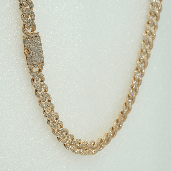 Iced-Out Cuban Link Chain with Lab-Grown Diamonds in 10k Gold