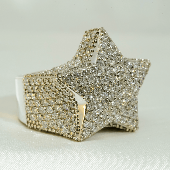 7.03 CTW Lab Diamond Star Ring – 14K Yellow Gold