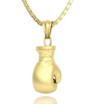 The 14K Gold Boxing Glove Pendant – Men's Gold Pendant features a polished boxing glove design, perfectly capturing the spirit of classic boxing jewelry in elegant gold.