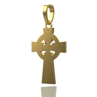 The 14k Gold Celtic Cross Pendant features a circular ring connecting its arms and a loop at the top for a chain, shown against a plain white background.