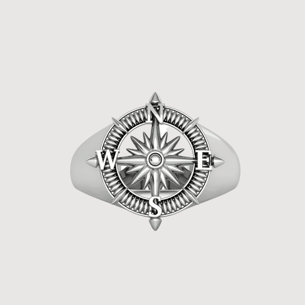 14k Gold Compass Ring – Nautical Star Navigator Design – GOLDZENN