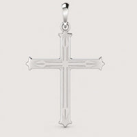 Crafted from 14k gold, the Decorative Cross Pendant features pointed ends and subtle engraved lines, its timeless elegance beautifully highlighted against a plain light background—an ideal choice for those who value refined details in their jewelry collection.