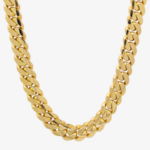  Shop 14mm Gold Cuban Link Chain. Crafted from 10k, 14k or, 18k Solid Yellow Gold. Our Miami Cuban Link Chains are available in various lengths. Make it your own and customize the lock. 