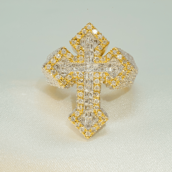 4.12 CTW Cross Cluster Diamond Ring - 14k Yellow Gold