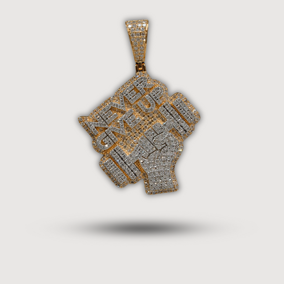 1.09 CTW Diamond Never Give Up Pendant in 14K Yellow Gold, symbolizing perseverance with dazzling elegance.