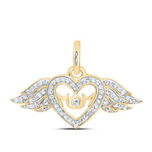  1/6CTW Diamond Gift MOM Wings Women's Pendant  - 10k Yellow Gold