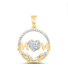  1/6CTW Diamond Gift "MOM" Heart Women's Pendant  - 10k Yellow Gold