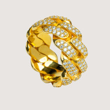  14k - 10mm - Iced Cuban Link Ring in Solid Gold Rings