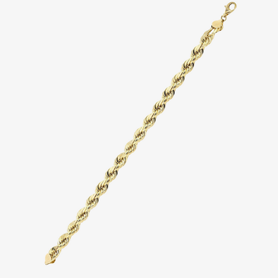 3mm- 5mm - Rope Bracelet Solid Yellow Gold