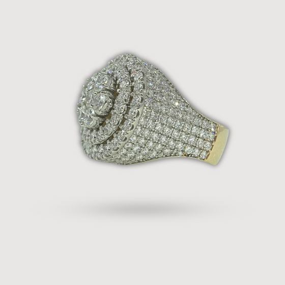 Iced-Out 8.96 CT Lab Diamond Cluster Ring - 14k Yellow Gold