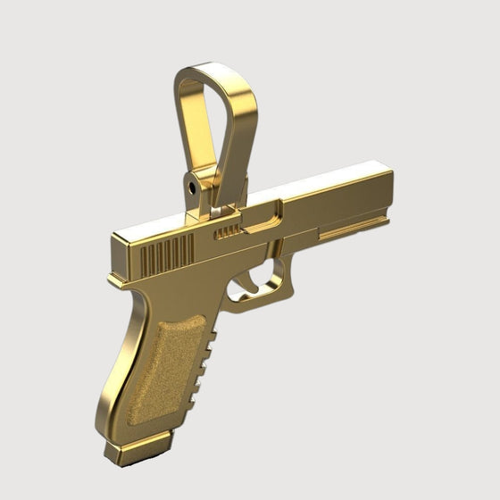 14k Gold Pistol PendantMake a statement with the 14K Gold Pistol Pendant. Features a detailed pistol design in radiant 14K gold for a bold and sophisticated look.