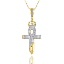  Colgante de cruz de clavo Ankh con diamantes en oro de 10 k (1/2 quilates)