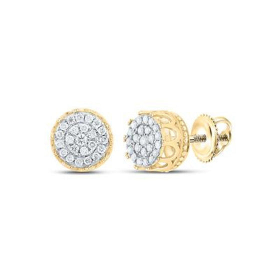 Pendientes de oro de 10 quilates con diamantes en racimo de 1/4 quilates