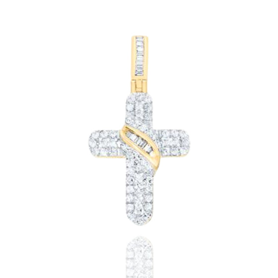 Colgante de cruz de diamantes en oro de 10 quilates de 1/2 quilates