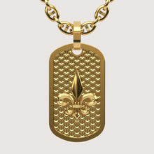  14k Gold Fleur De Lis Dog Tag PendantDiscover the 14K Gold Fleur De Lis Dog Tag Pendant. A luxurious men’s gold pendant featuring a timeless Fleur De Lis design, blending style and sophistication.