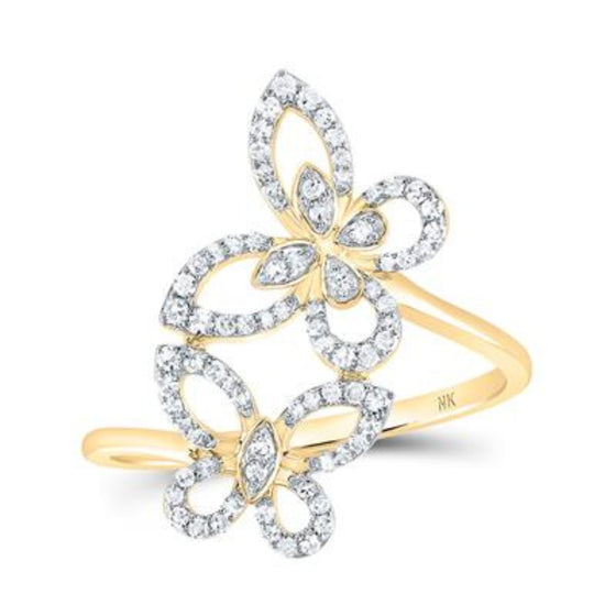 1/4CTW Diamond Fashion Butterfly Ladies Ring - 10K Gold
