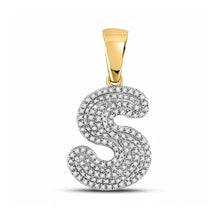  Colgante inicial de diamante en oro de 10 quilates | Letra S de 1/2 quilates