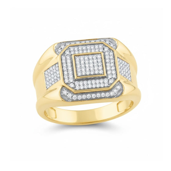 10k Yellow Gold Diamond Octagon Cluster Ring