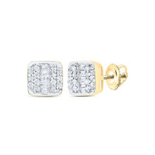  Aretes de diamantes con forma de cojín en oro de 10 k y 1/4 quilates