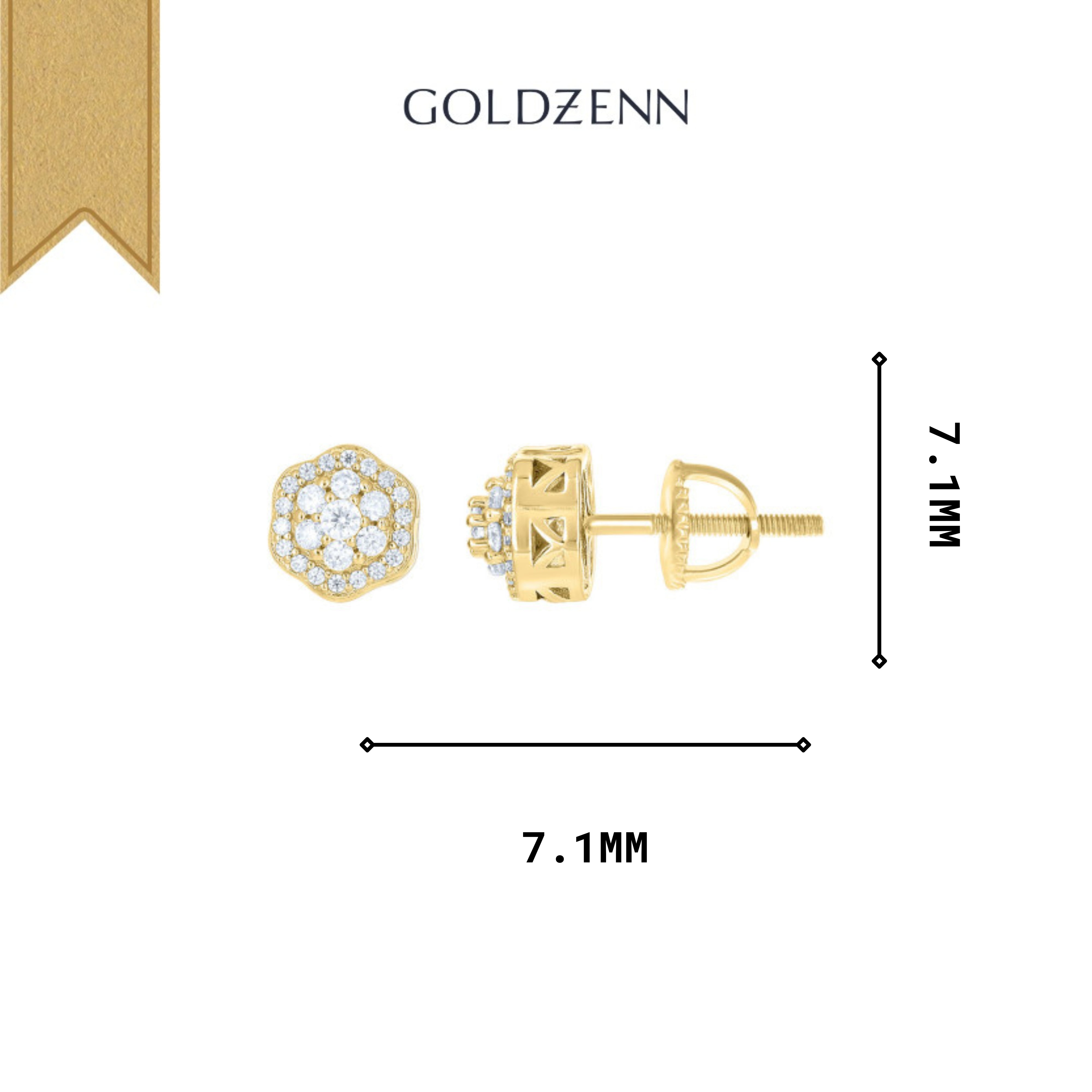 Yellow-Tone Moissanite Flower Stud Earrings