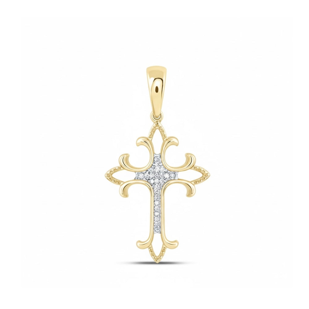 1/12CTW Diamond Fashion Cross Pendant 10K Gold