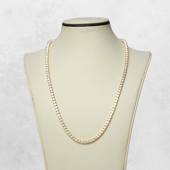 Moissanite Tennis Chain - 3.5MM Stunning 3.5MM moissanite tennis chain in 14k gold (yellow, white, rose). Available in 16"-22". Ready to ship! Experience brilliance and luxury today.